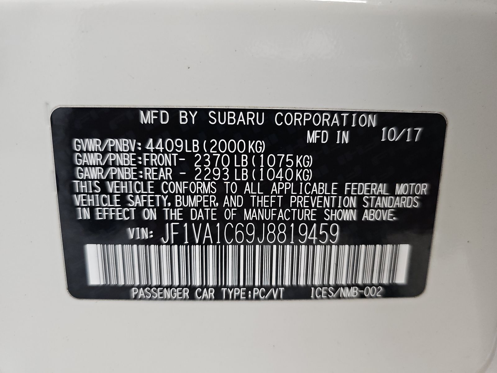 2018 Subaru WRX Premium AWD