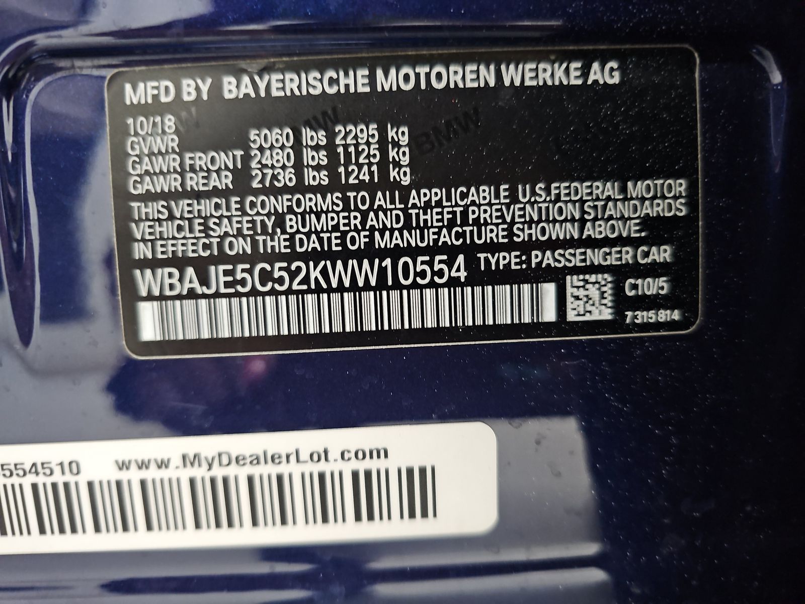 2019 BMW 5 Series 540i RWD