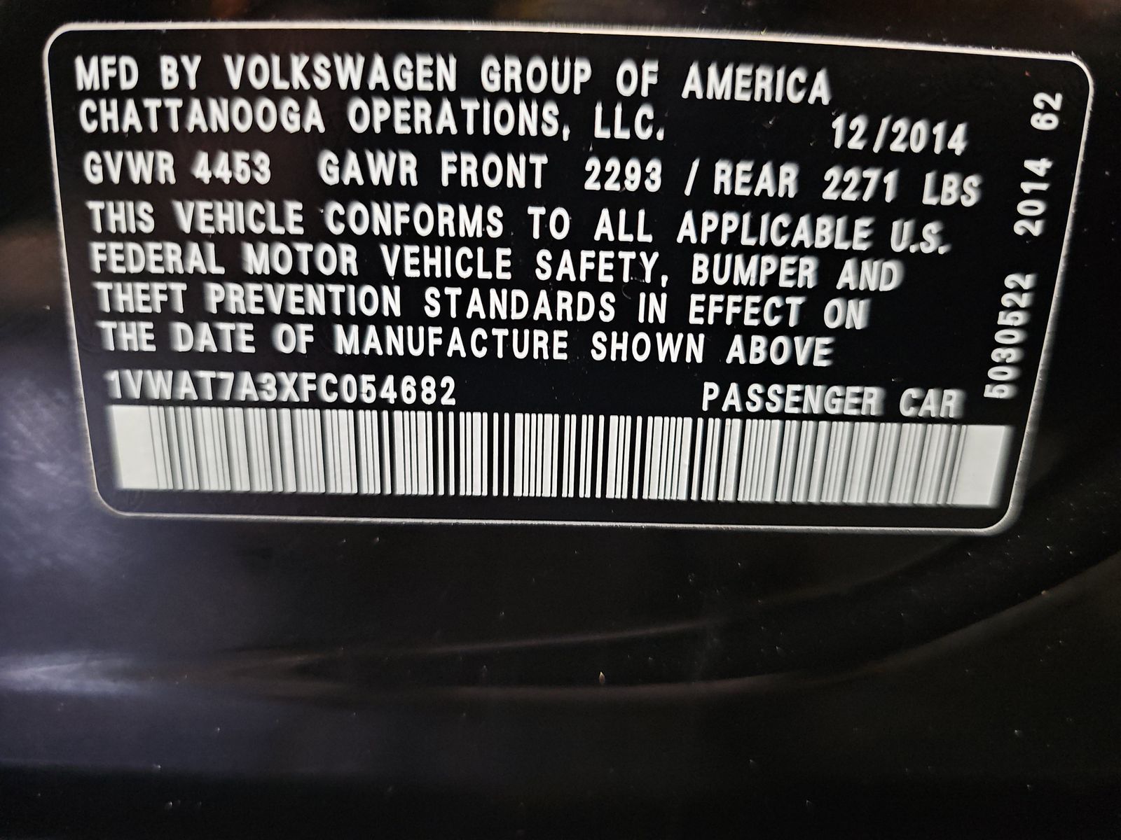 2015 Volkswagen Passat 1.8T S FWD