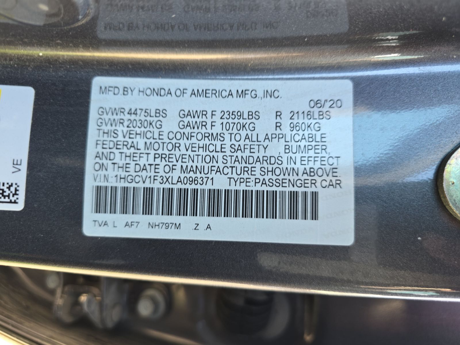 2020 Honda Accord Sedan Sport FWD