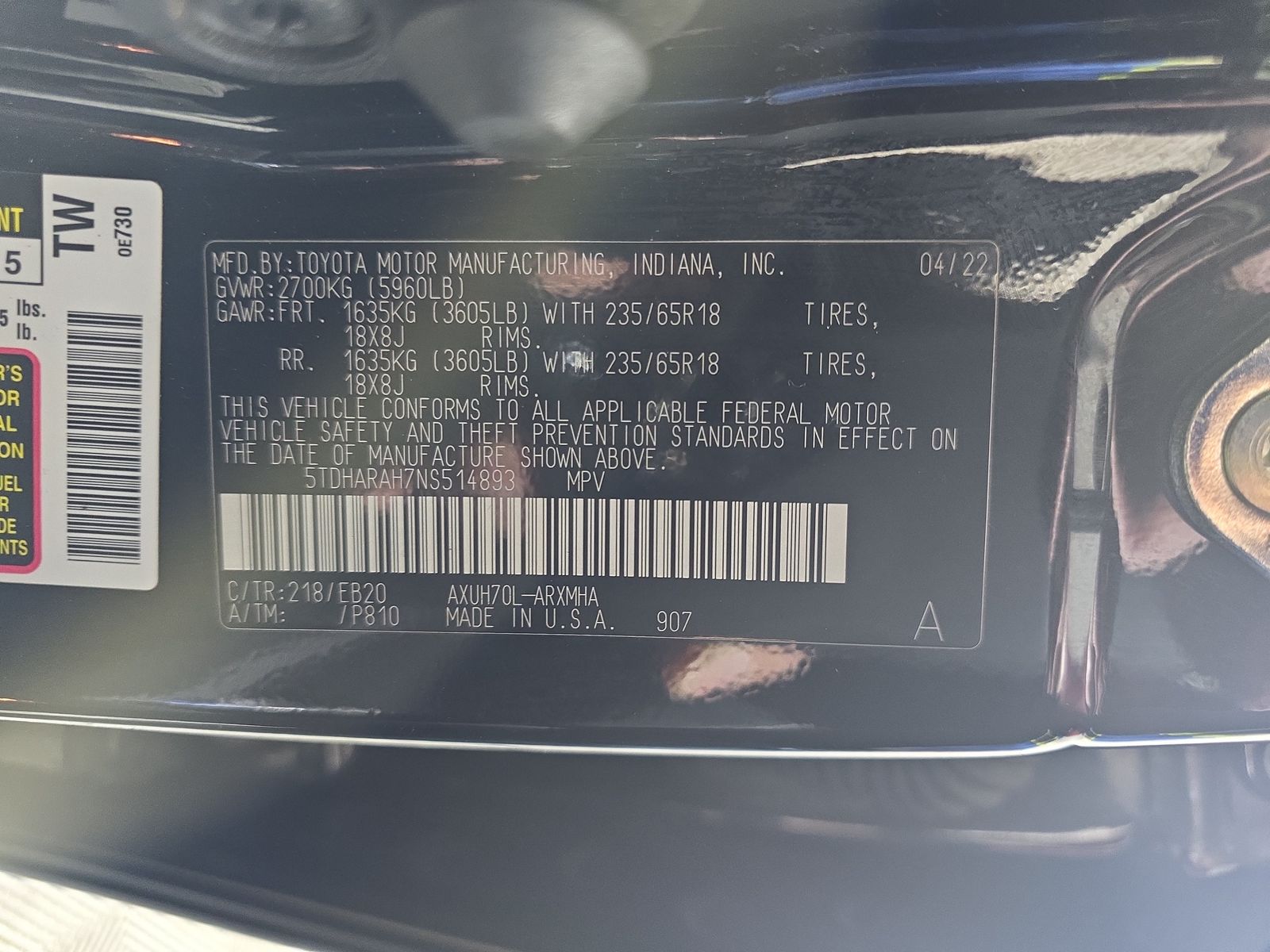 2022 Toyota Highlander Hybrid XLE FWD