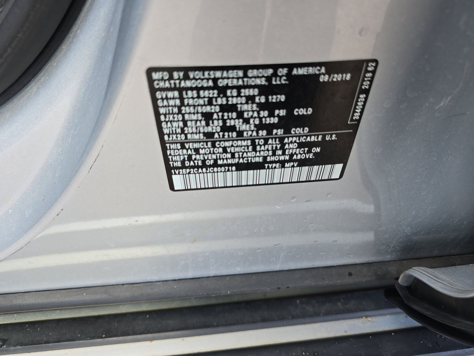 2018 Volkswagen Atlas 2.0T SEL FWD