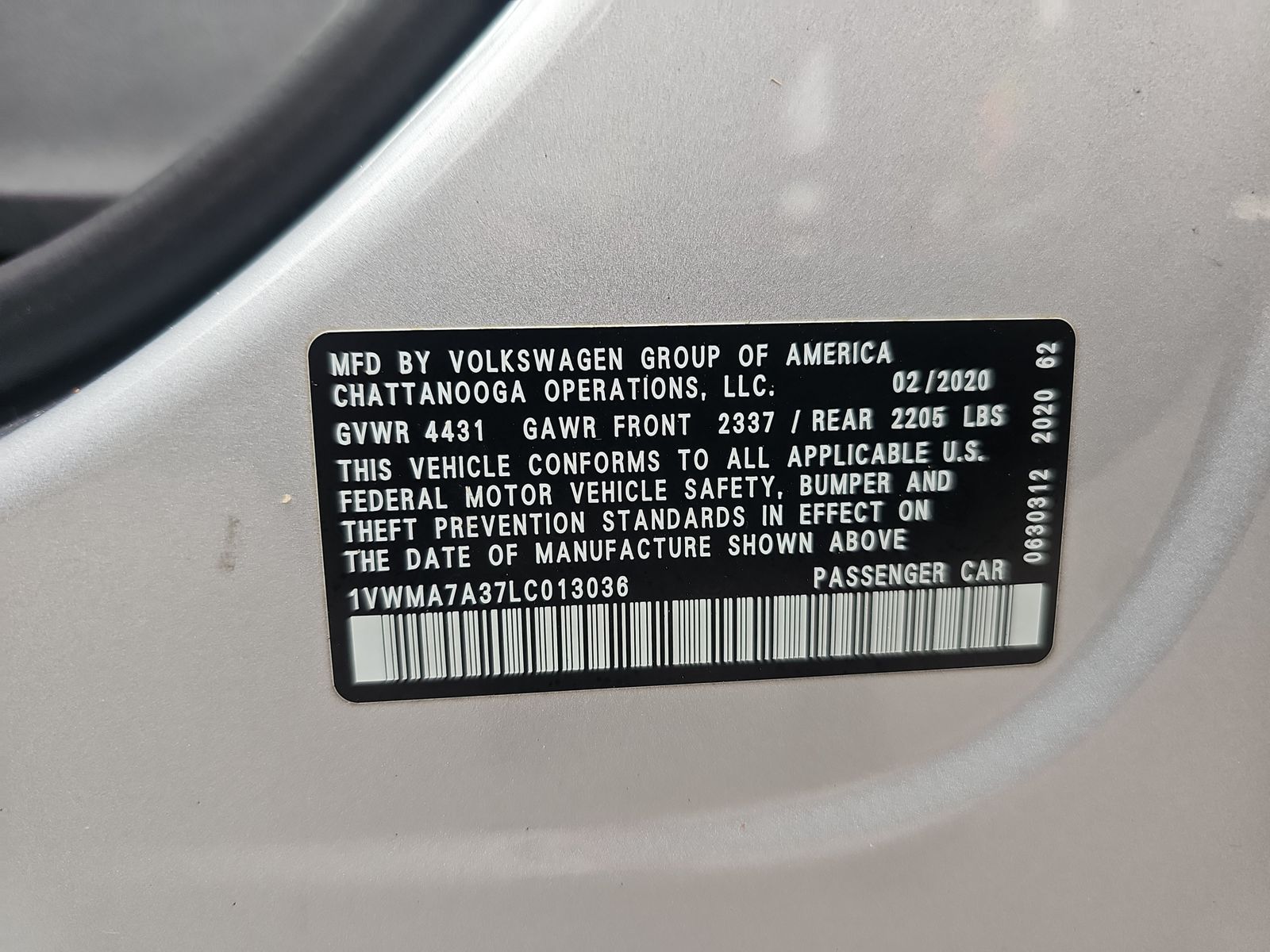 2020 Volkswagen Passat 2.0T R-Line FWD