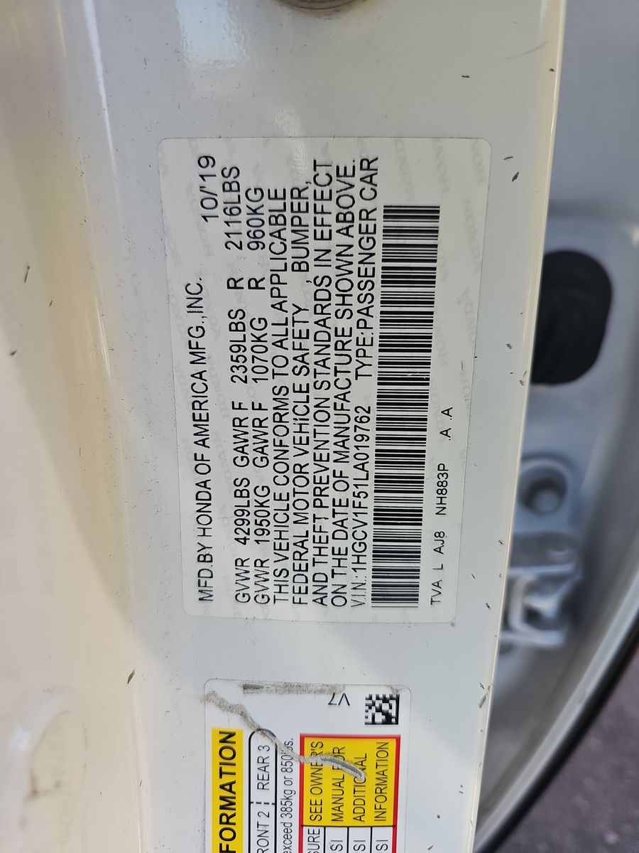 2020 Honda Accord Sedan EX-L FWD