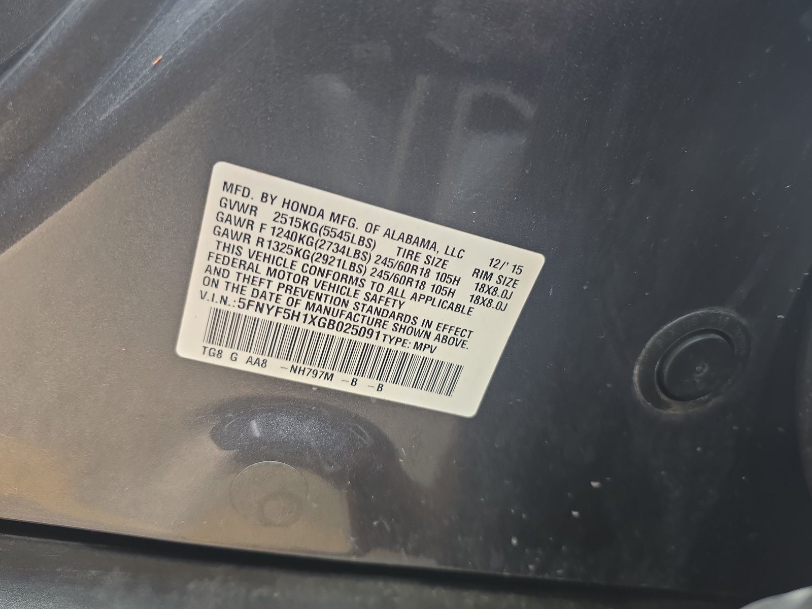 2016 Honda Pilot LX FWD