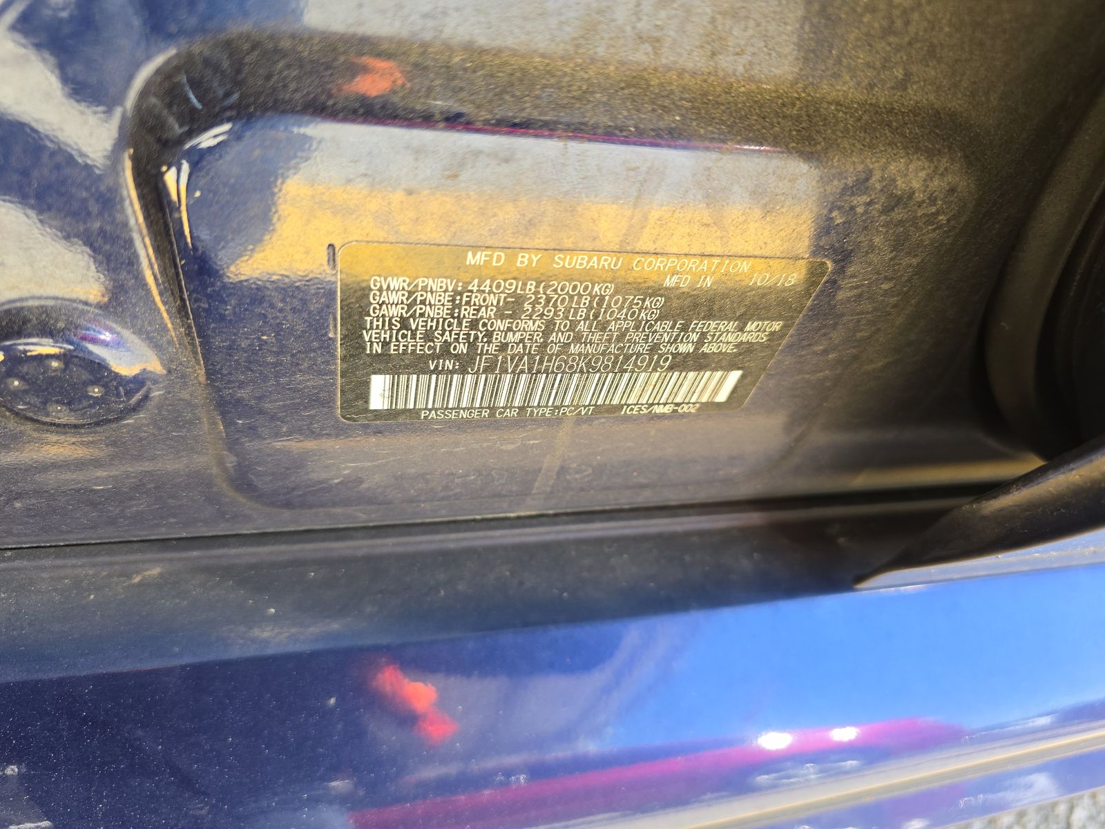 2019 Subaru WRX Limited AWD