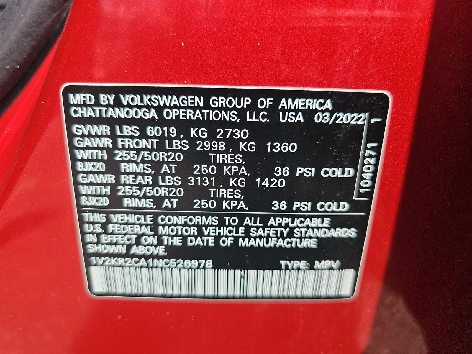 2022 Volkswagen Atlas 3.6L SE AWD