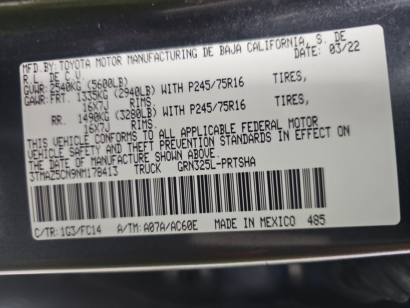 2022 Toyota Tacoma SR5 RWD
