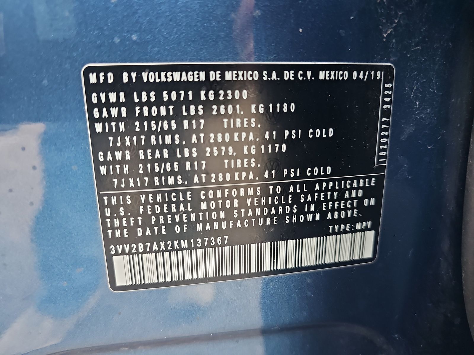 2019 Volkswagen Tiguan 2.0T SE AWD