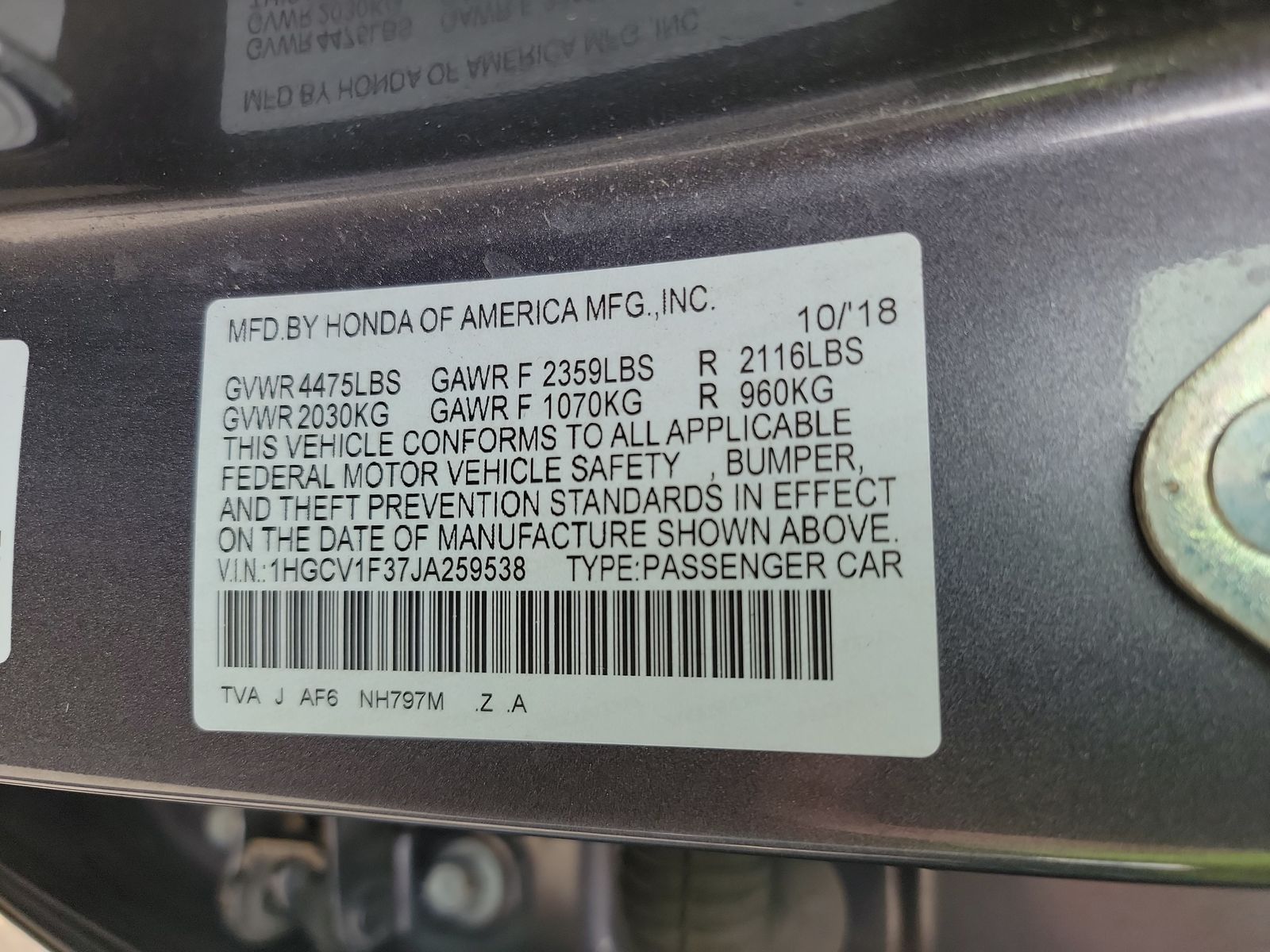 2018 Honda Accord Sedan Sport FWD