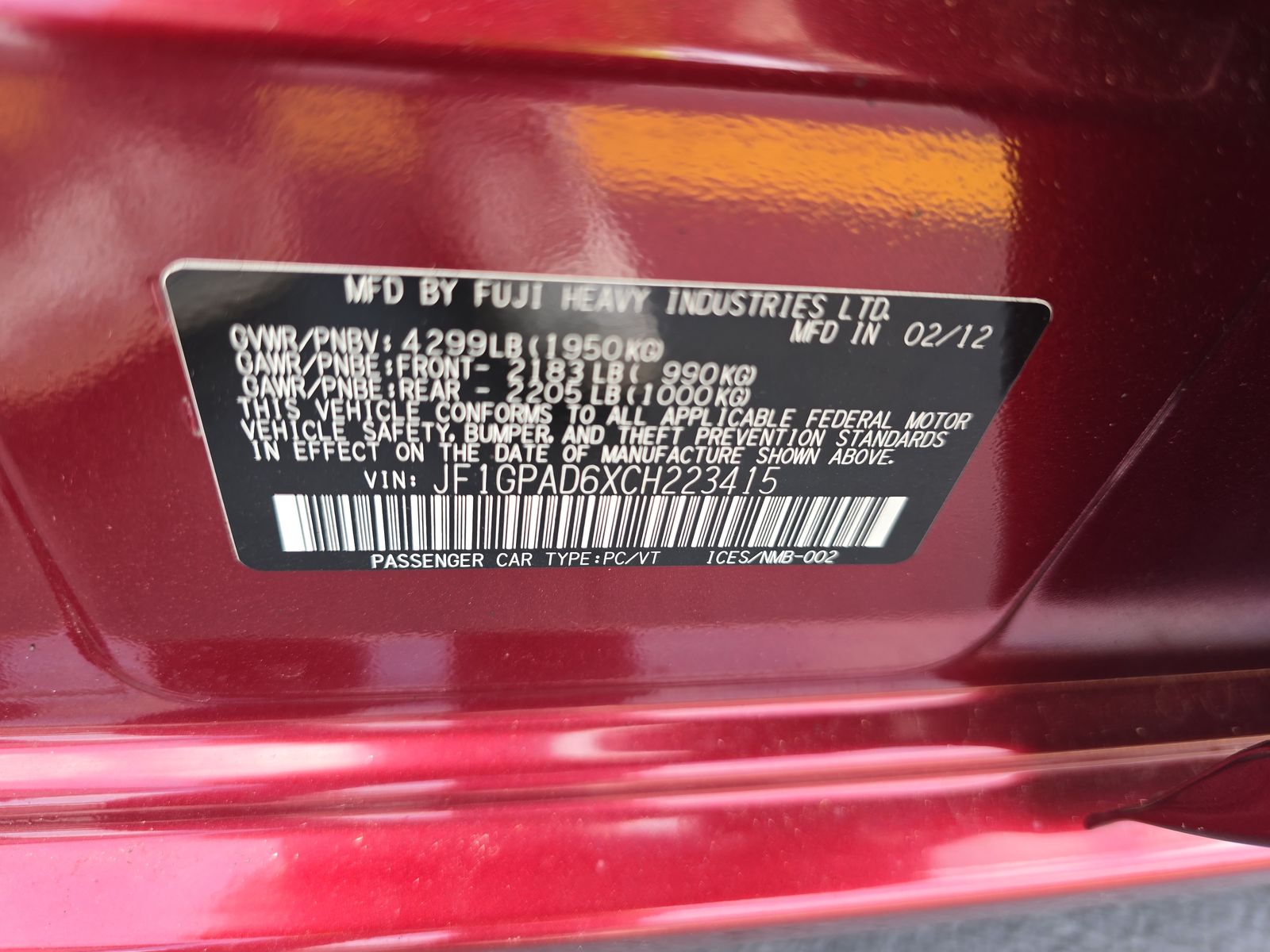 2012 Subaru Impreza 2.0i Premium AWD