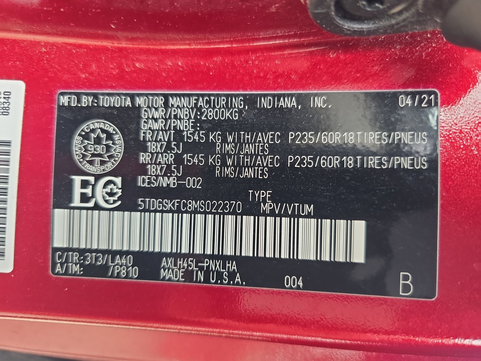 2021 Toyota Sienna Limited AWD