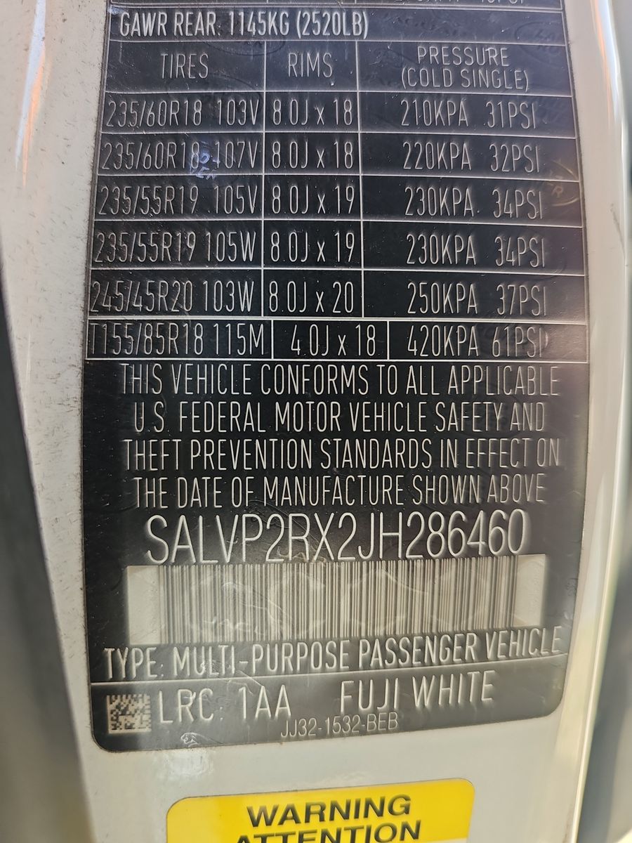 2018 Land Rover Range Rover Evoque SE AWD