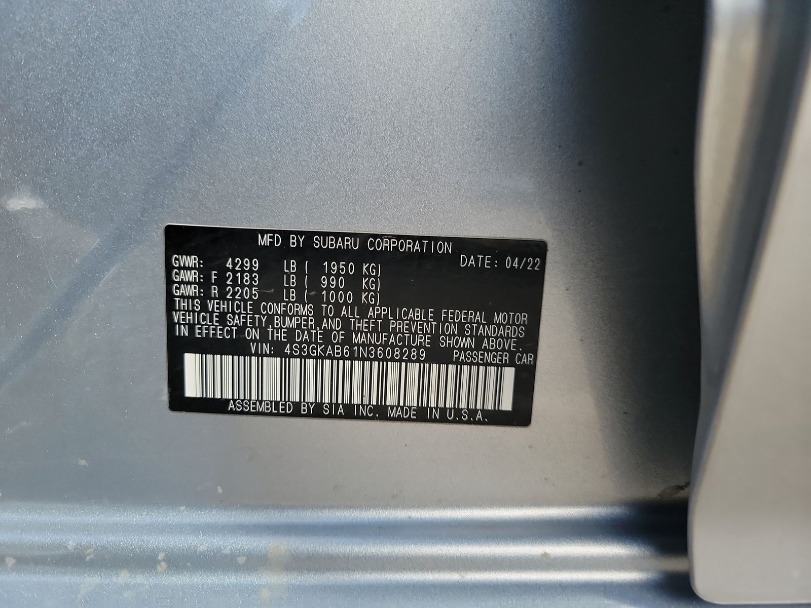 2022 Subaru Impreza 2.0i AWD