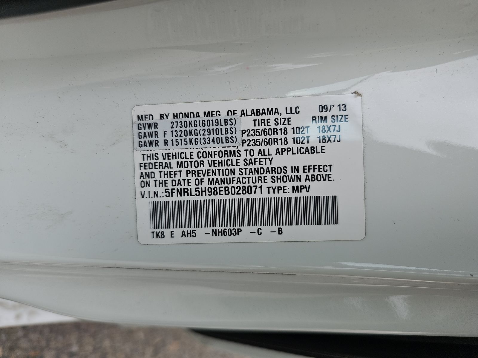 2014 Honda Odyssey Touring Elite FWD