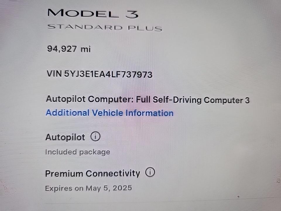 2020 Tesla Model 3 Standard Range RWD