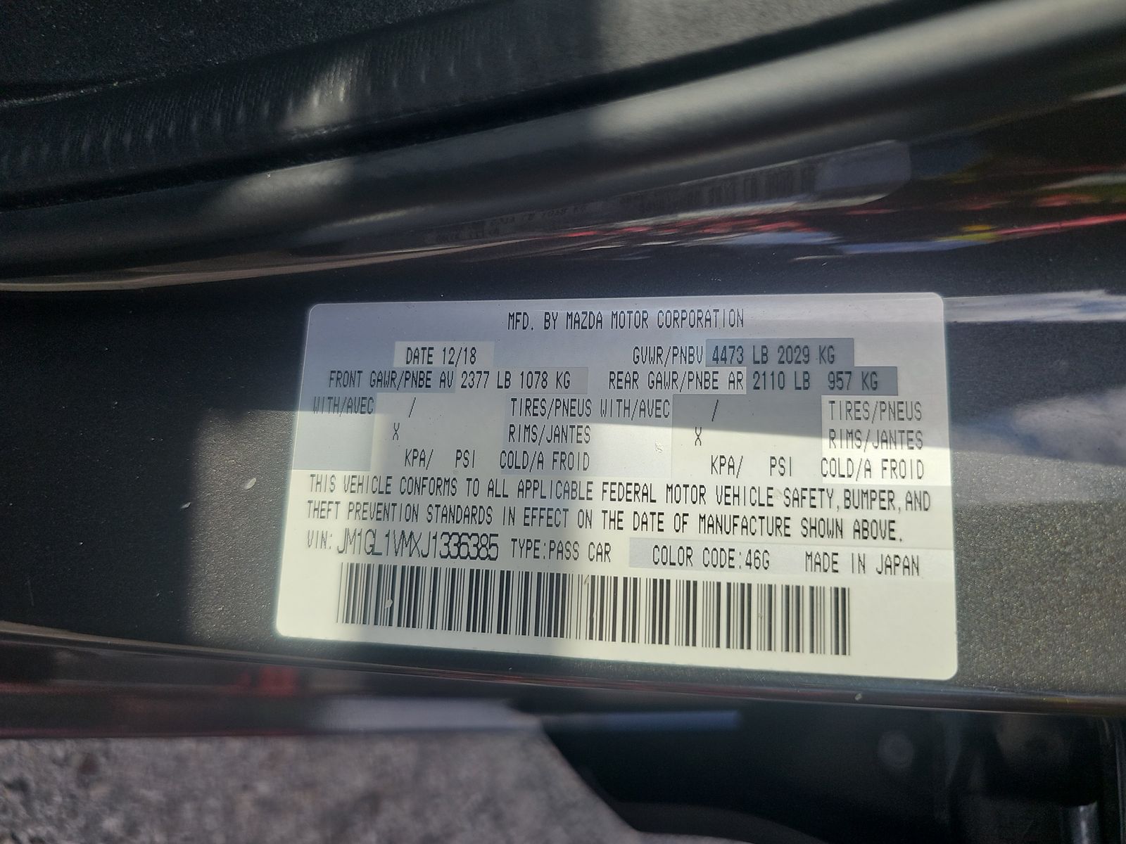 2018 MAZDA MAZDA6 Touring FWD