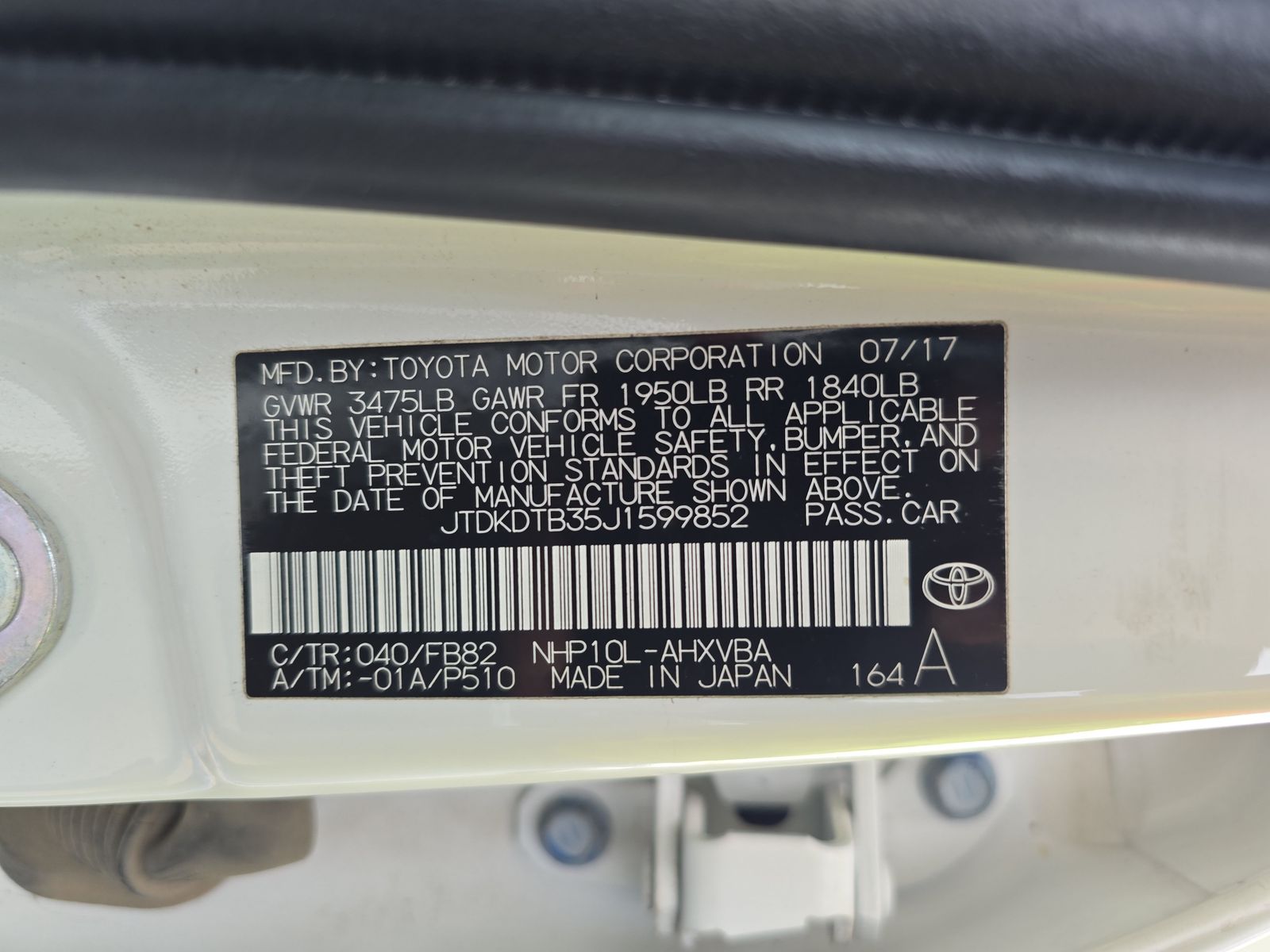 2018 Toyota Prius c Two FWD