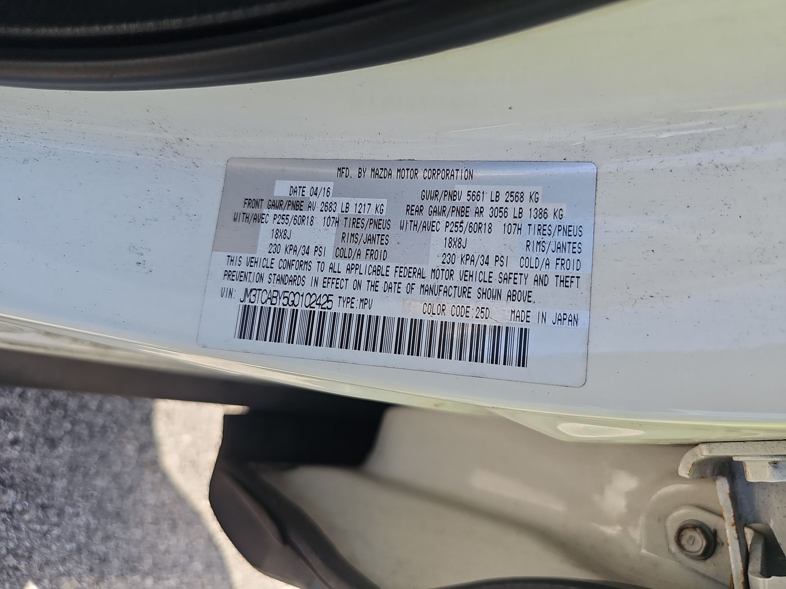 2016 MAZDA CX-9 Sport FWD