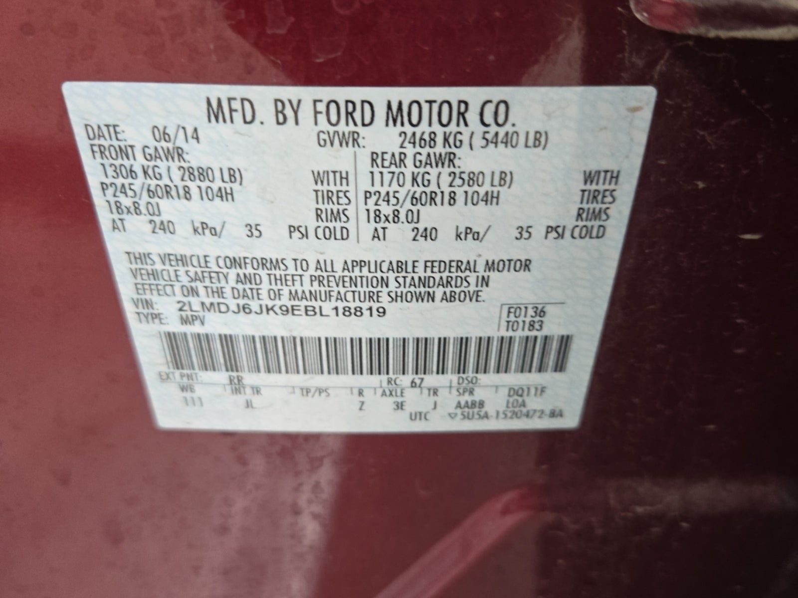 2014 Lincoln MKX Base FWD