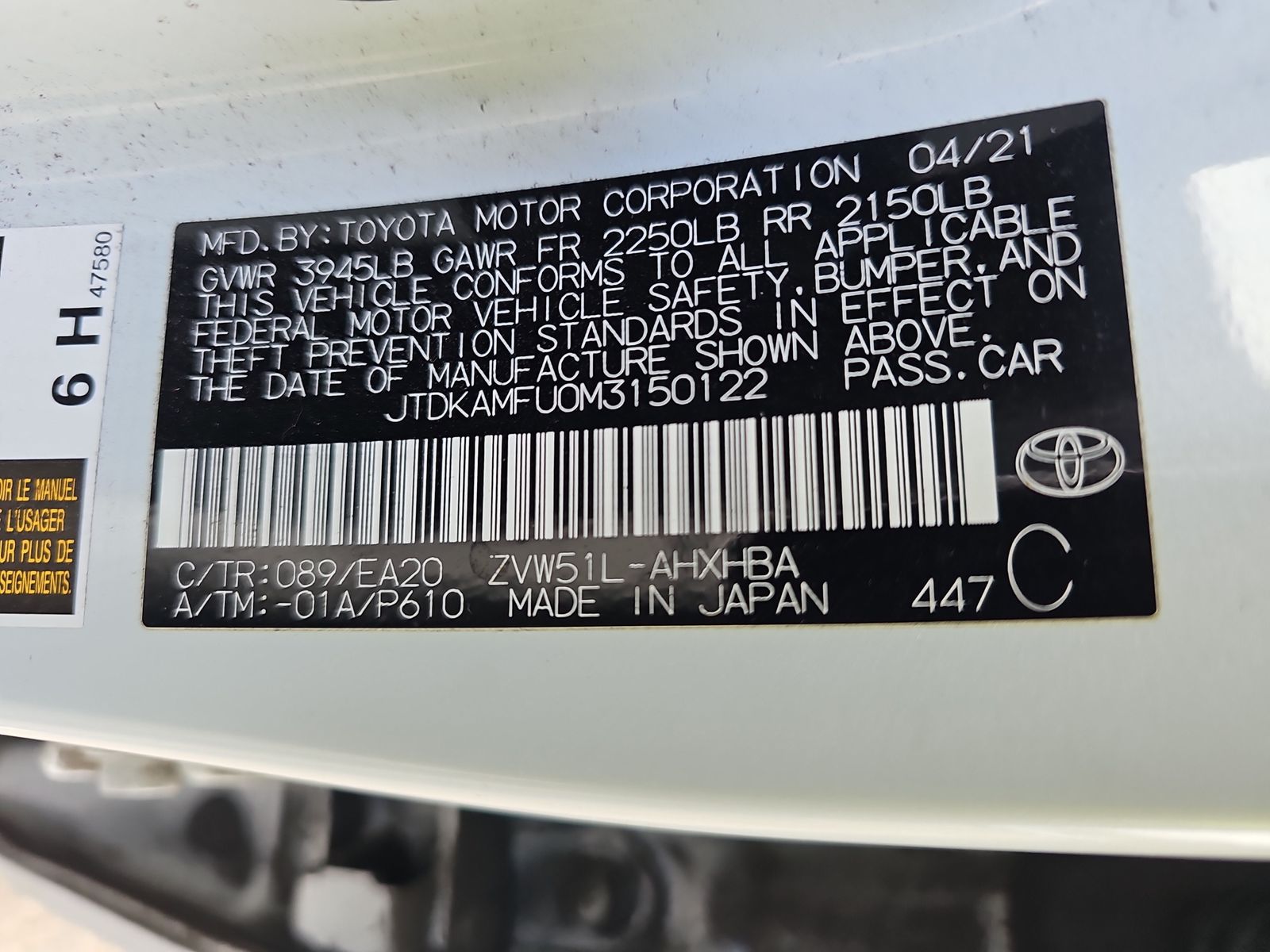 2021 Toyota Prius XLE FWD