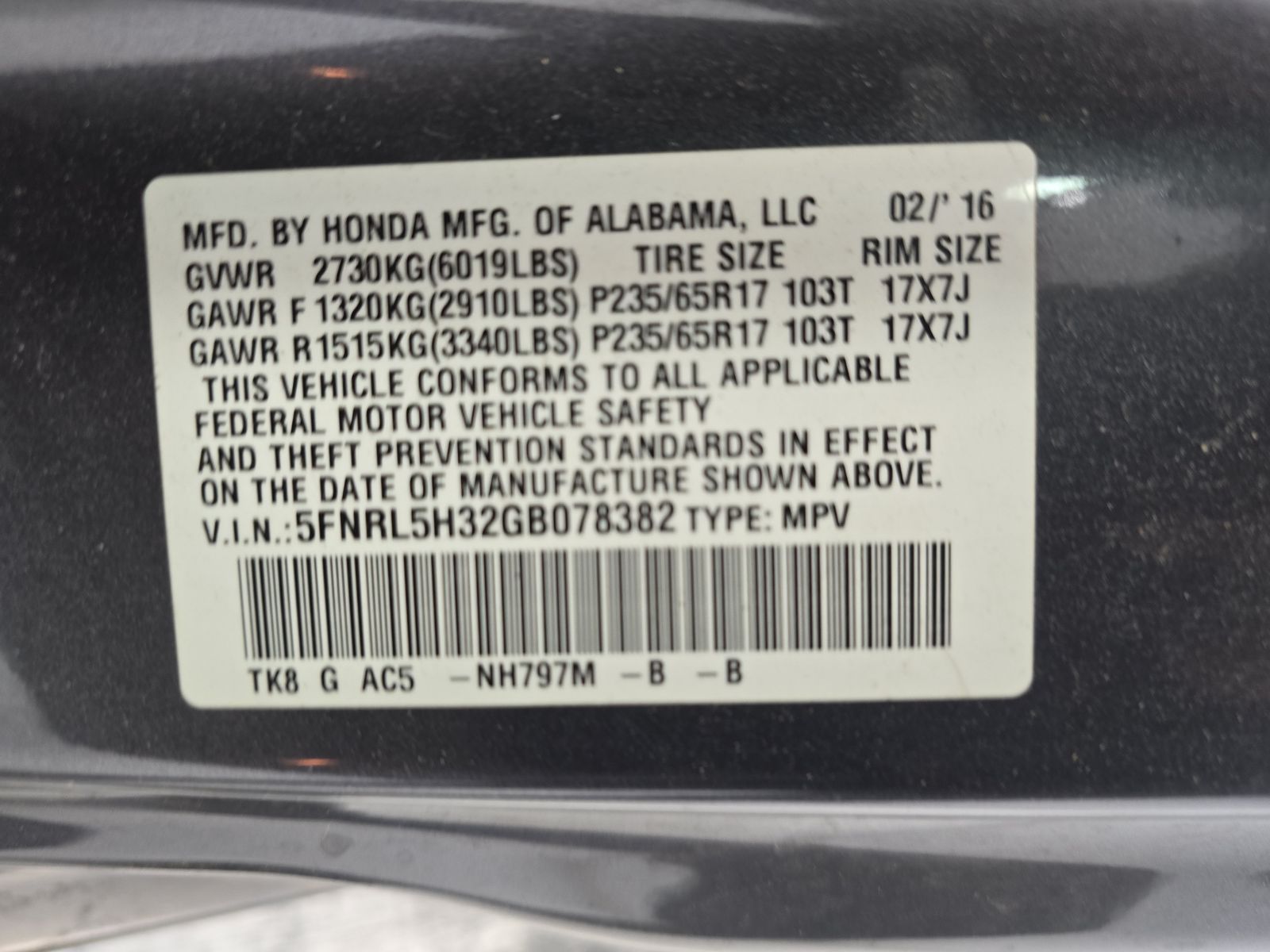 2016 Honda Odyssey SE FWD