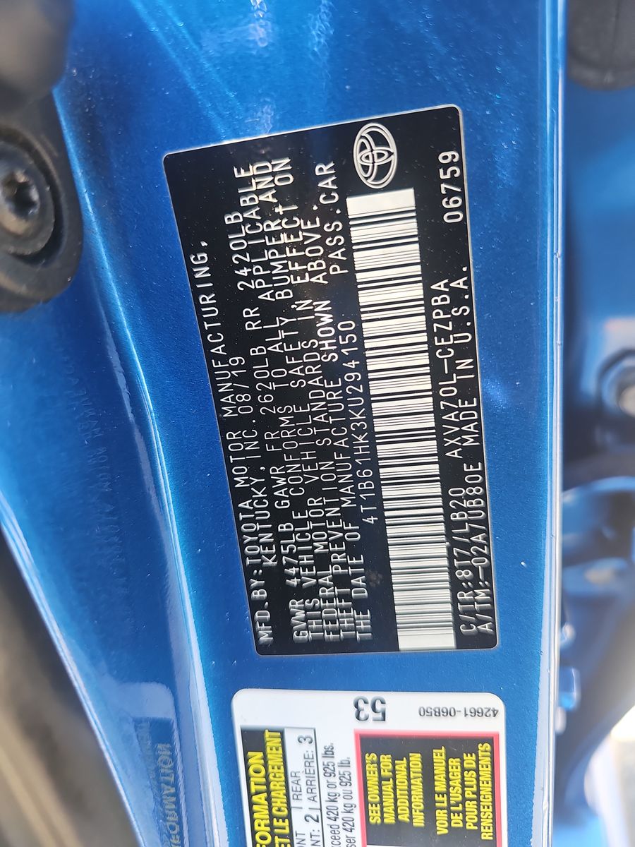 2019 Toyota Camry XSE FWD
