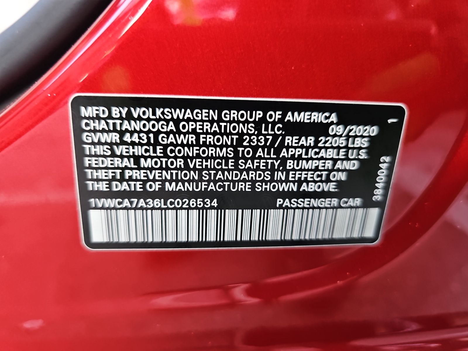 2020 Volkswagen Passat 2.0T SEL FWD