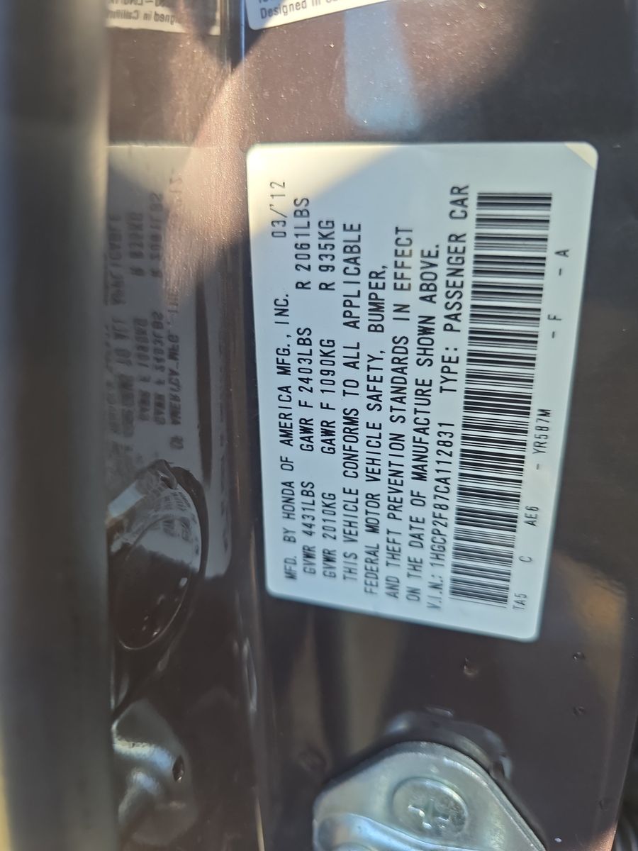 2012 Honda Accord Sedan EX-L FWD