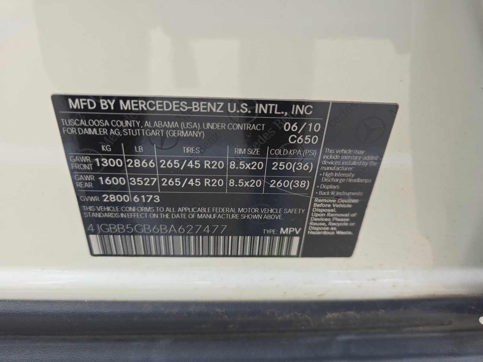 2011 Mercedes-Benz M-Class ML 350 RWD