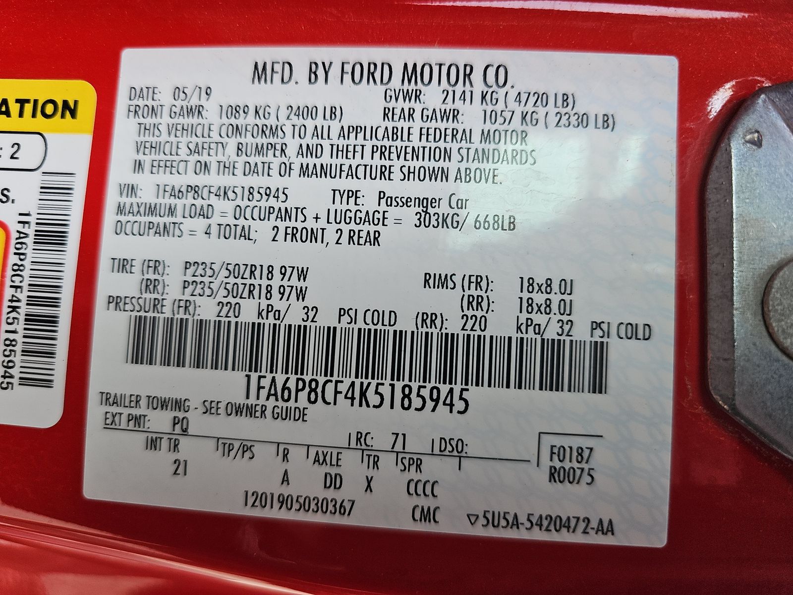 2019 Ford Mustang GT RWD