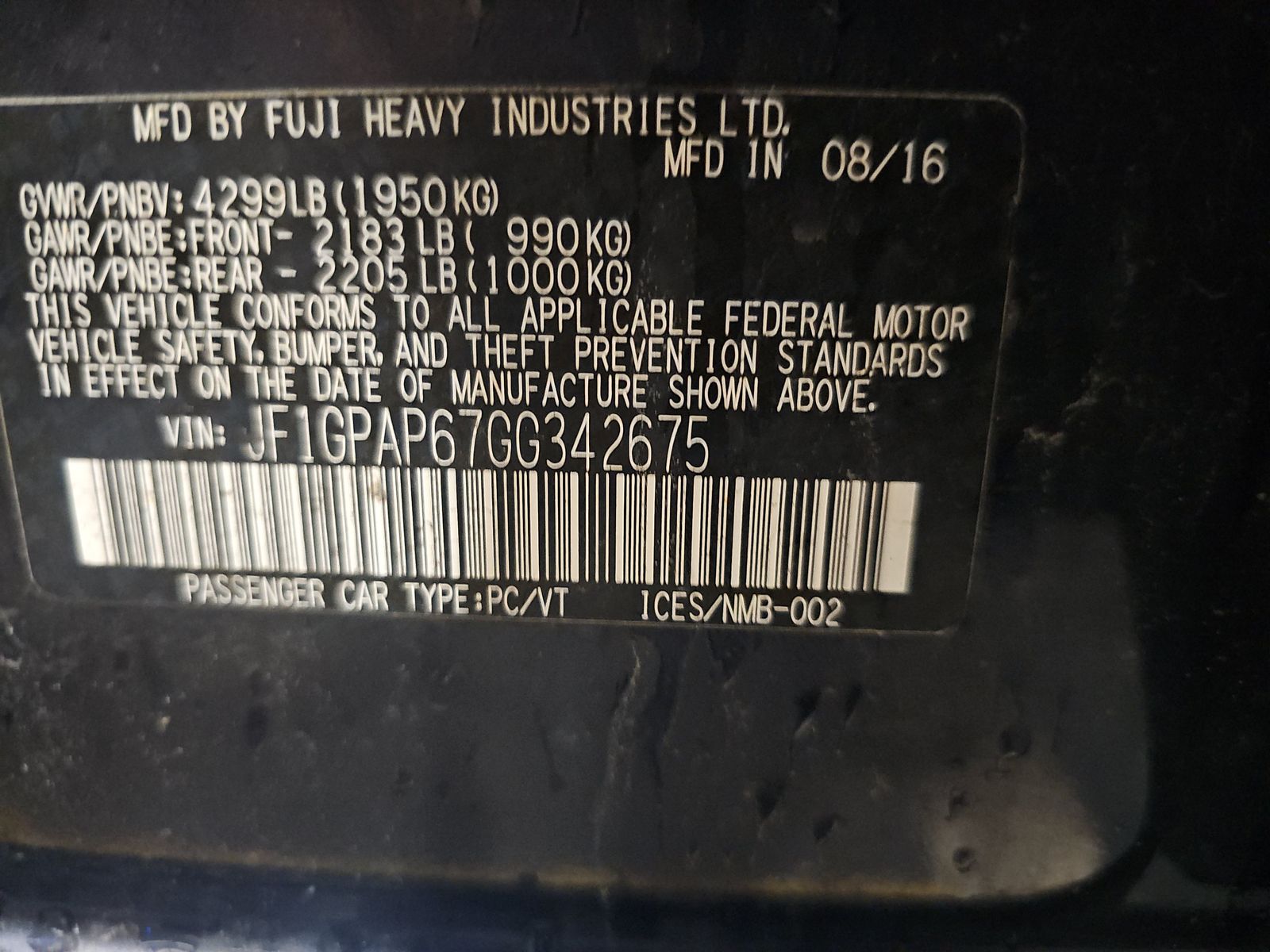 2016 Subaru Impreza 2.0i Sport Premium AWD