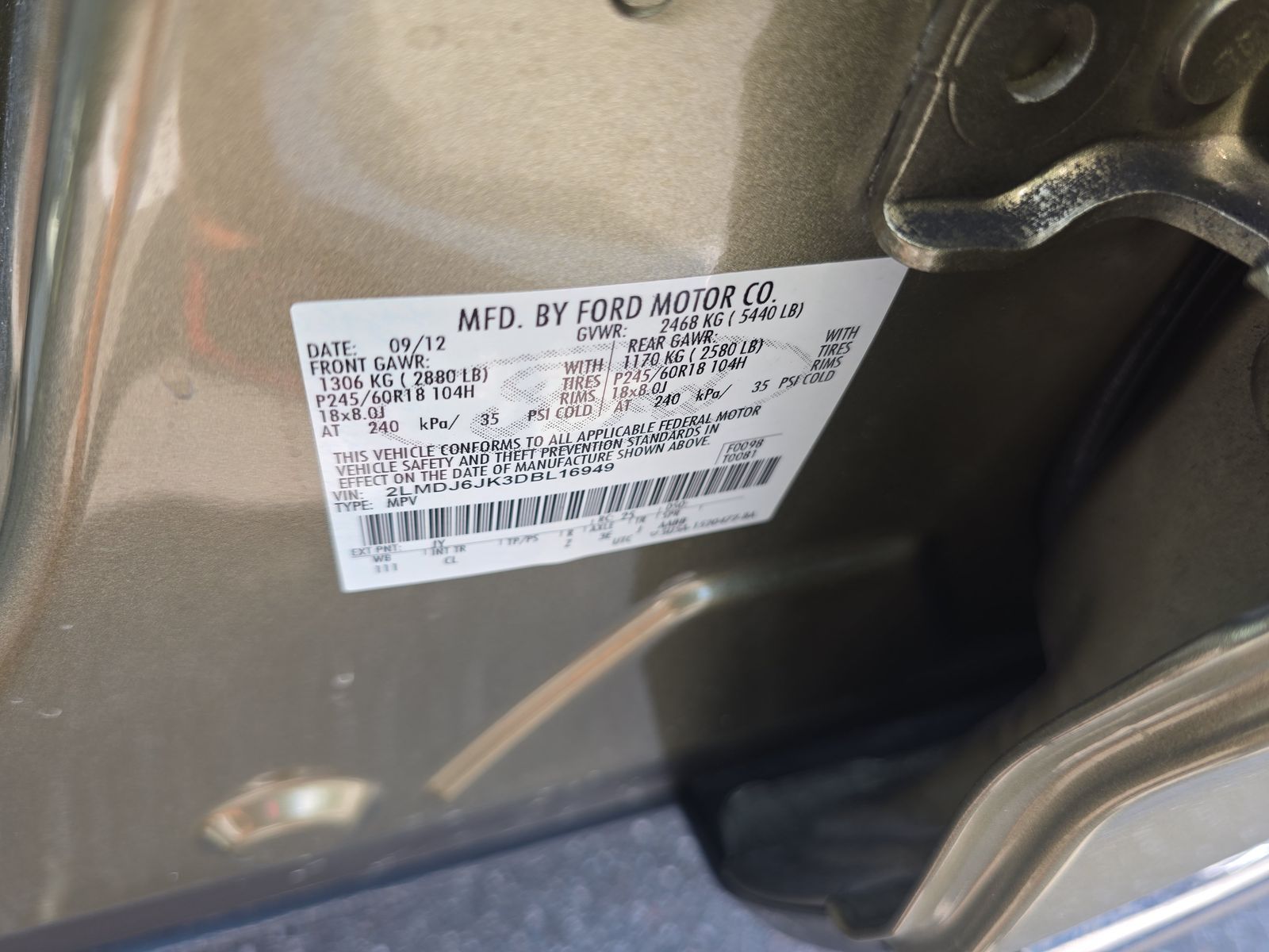 2013 Lincoln MKX Base FWD