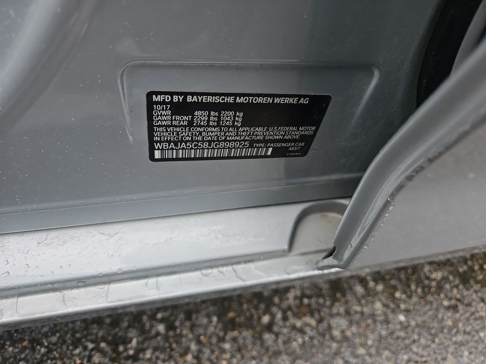 2018 BMW 5 Series 530i RWD
