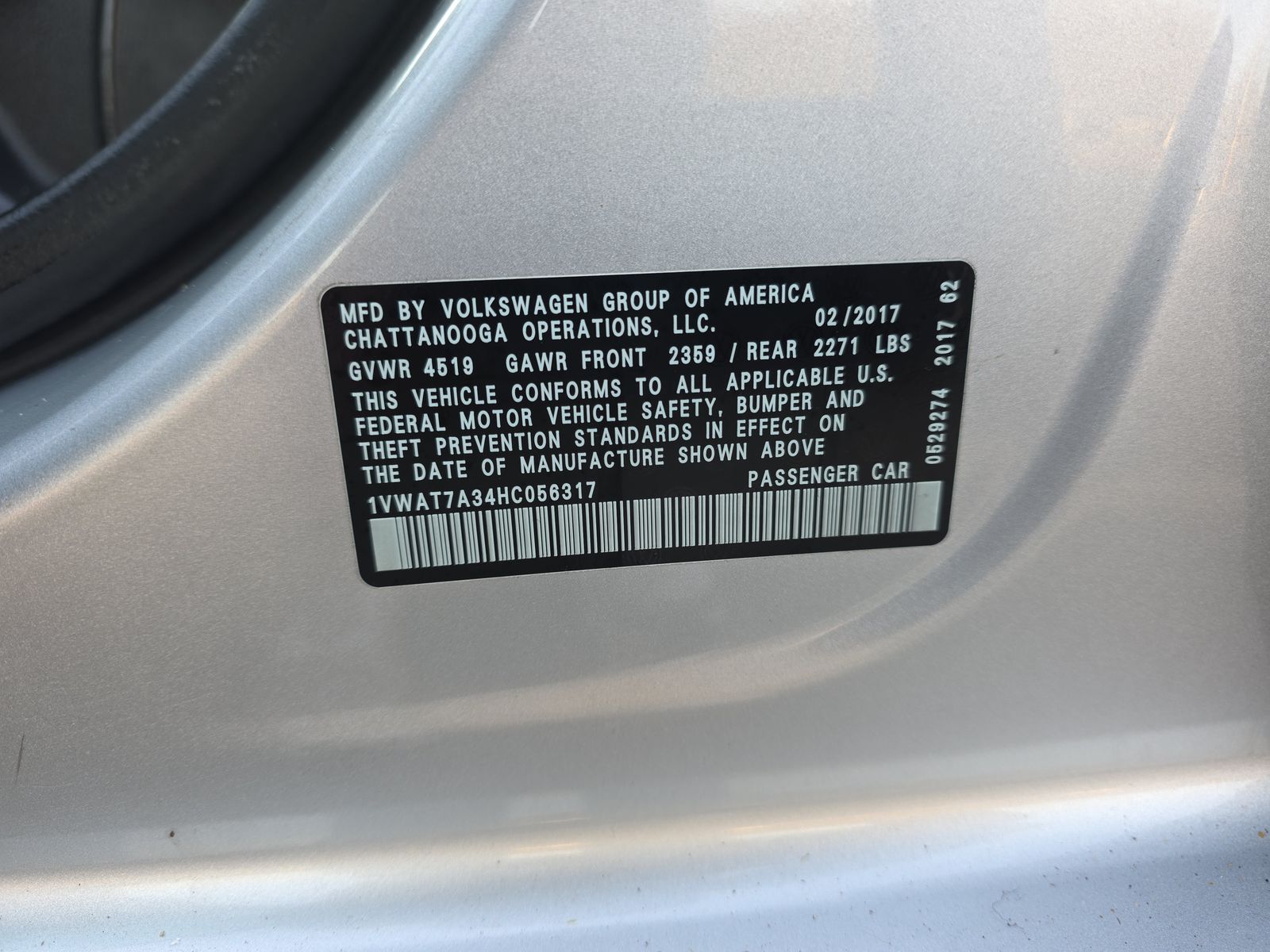 2017 Volkswagen Passat 1.8T S FWD