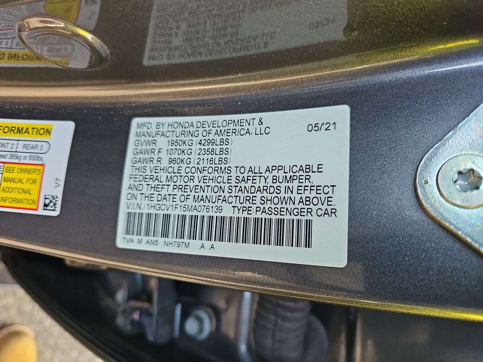 2021 Honda Accord LX FWD