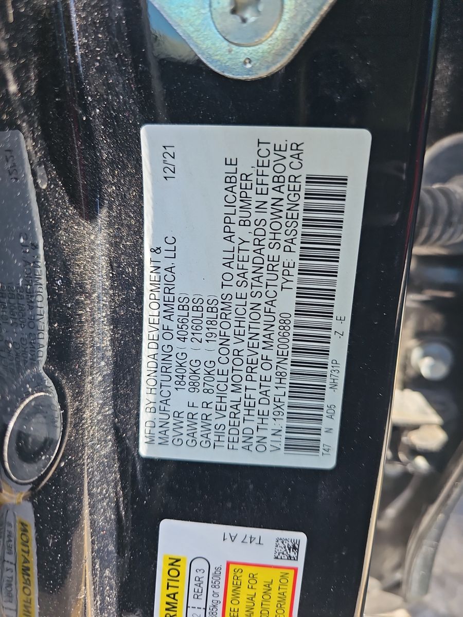 2022 Honda Civic Hatchback Sport Touring FWD