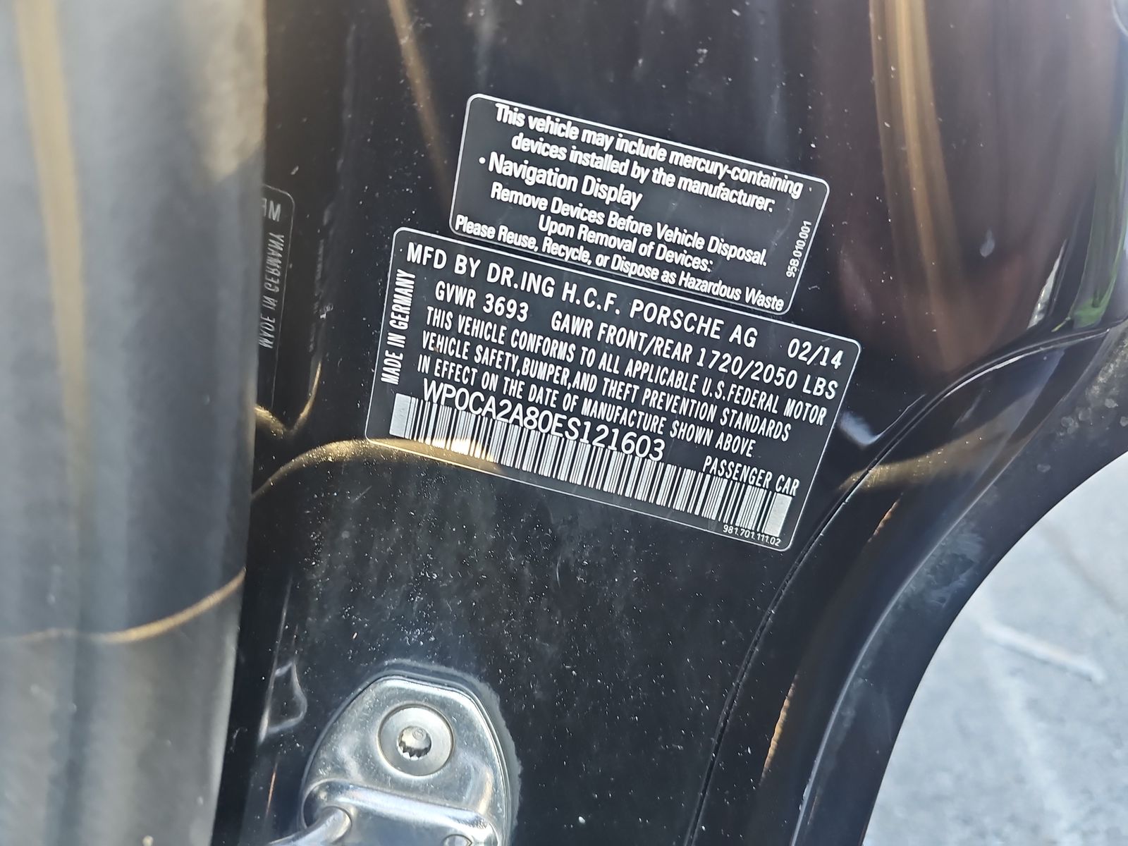 2014 Porsche Boxster Base RWD