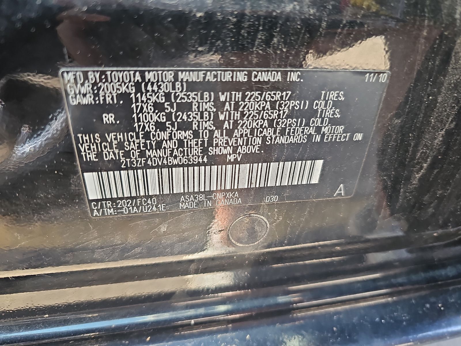 2011 Toyota RAV4 Base FWD
