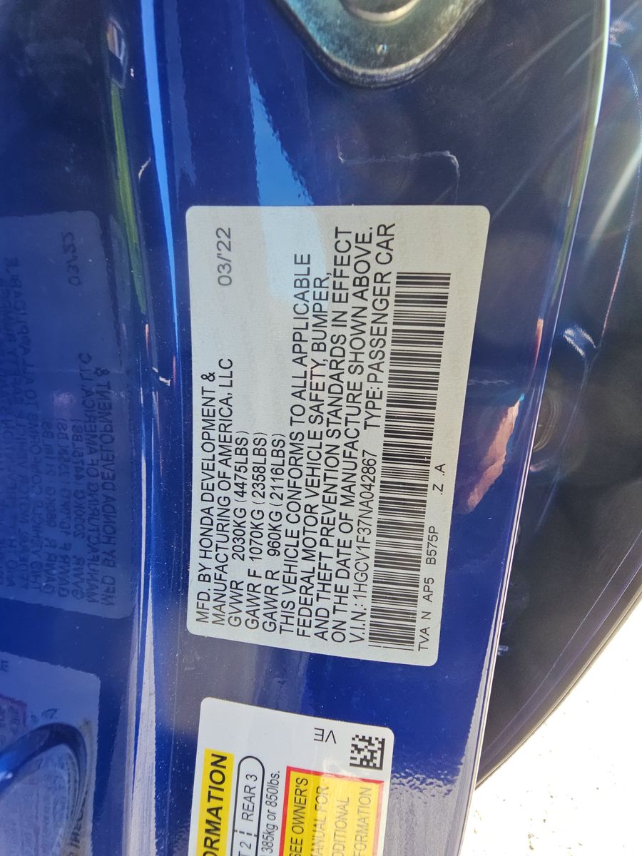 2022 Honda Accord Sedan Sport FWD