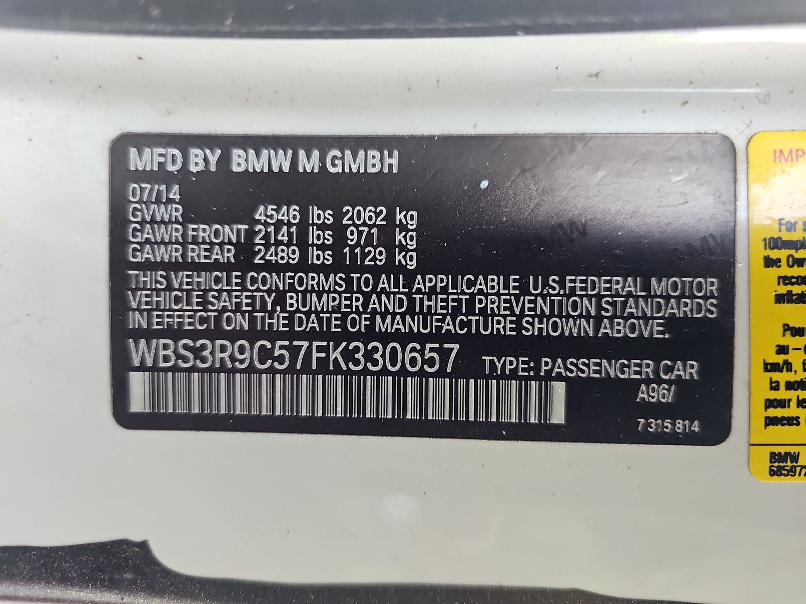 2015 BMW M4 Base RWD