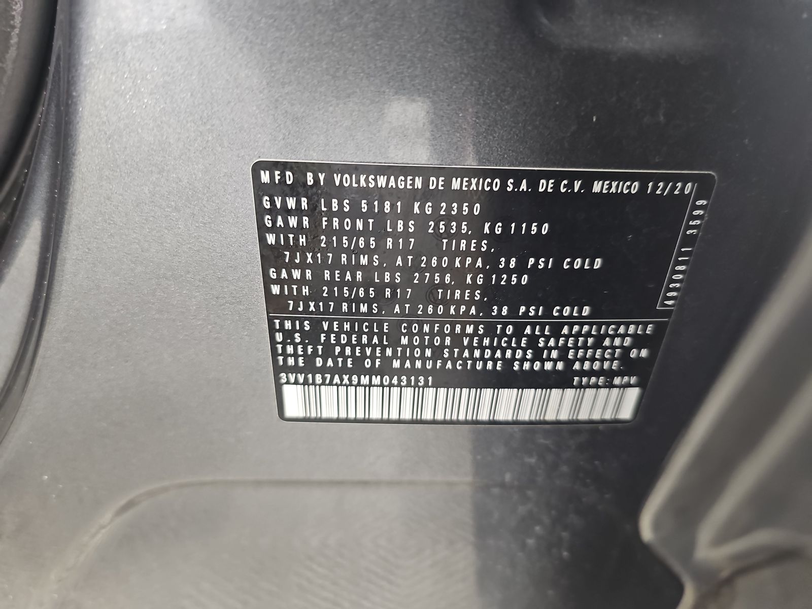 2021 Volkswagen Tiguan 2.0T S FWD