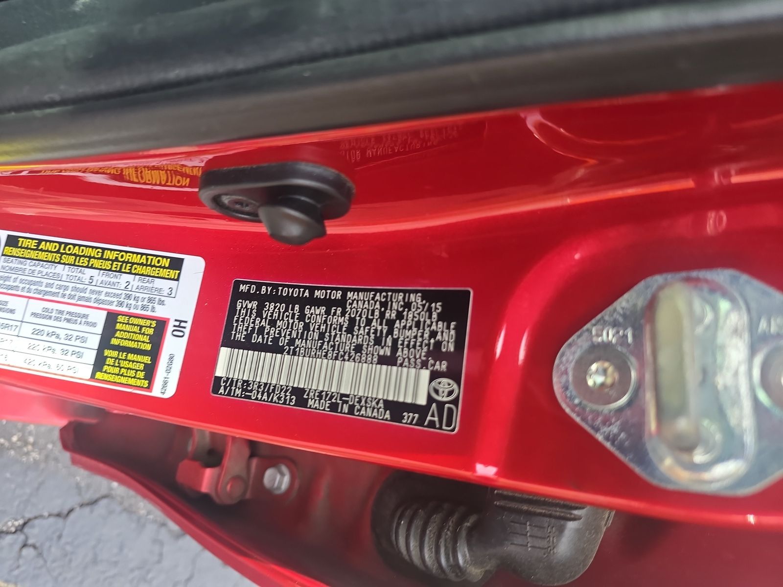 2015 Toyota Corolla S Plus FWD