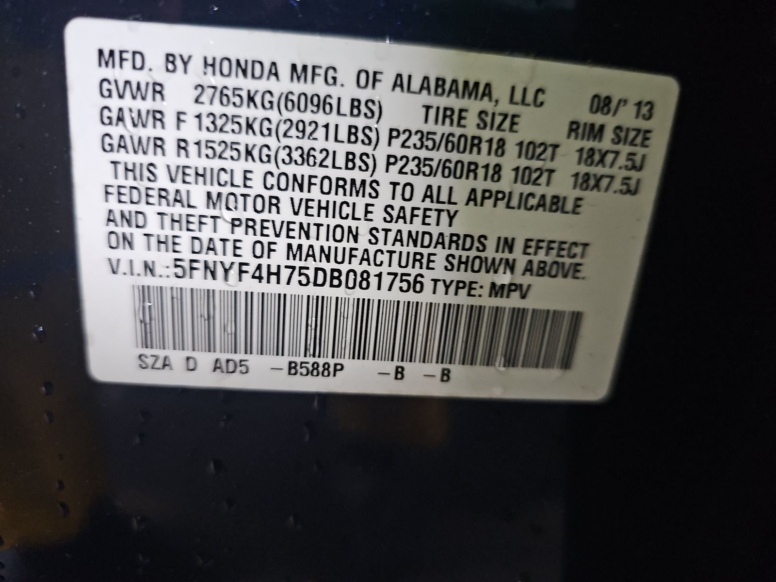 2013 Honda Pilot EX-L AWD