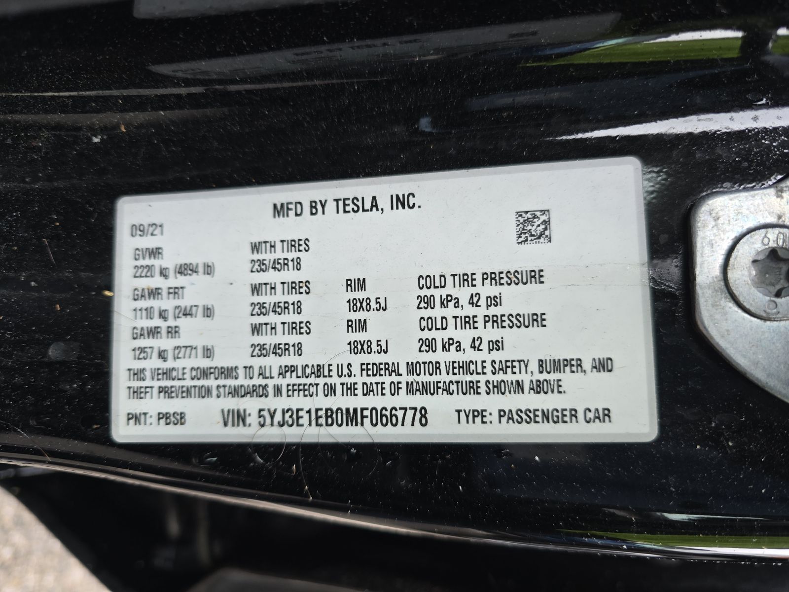 2021 Tesla Model 3 Long Range AWD