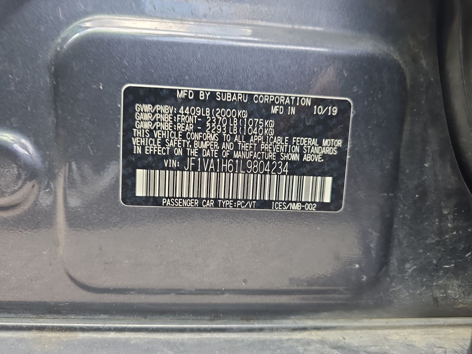 2020 Subaru WRX Limited AWD
