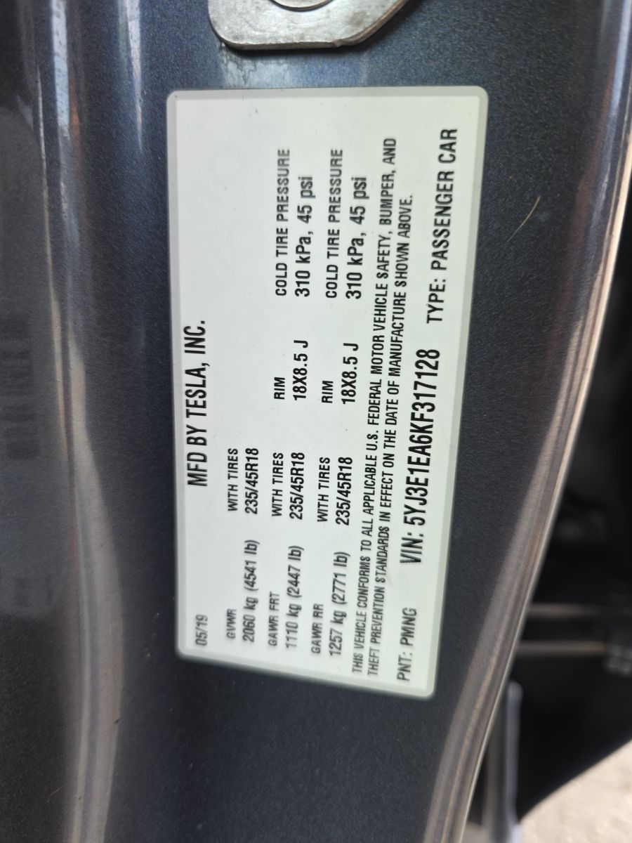 2019 Tesla Model 3 Long Range RWD