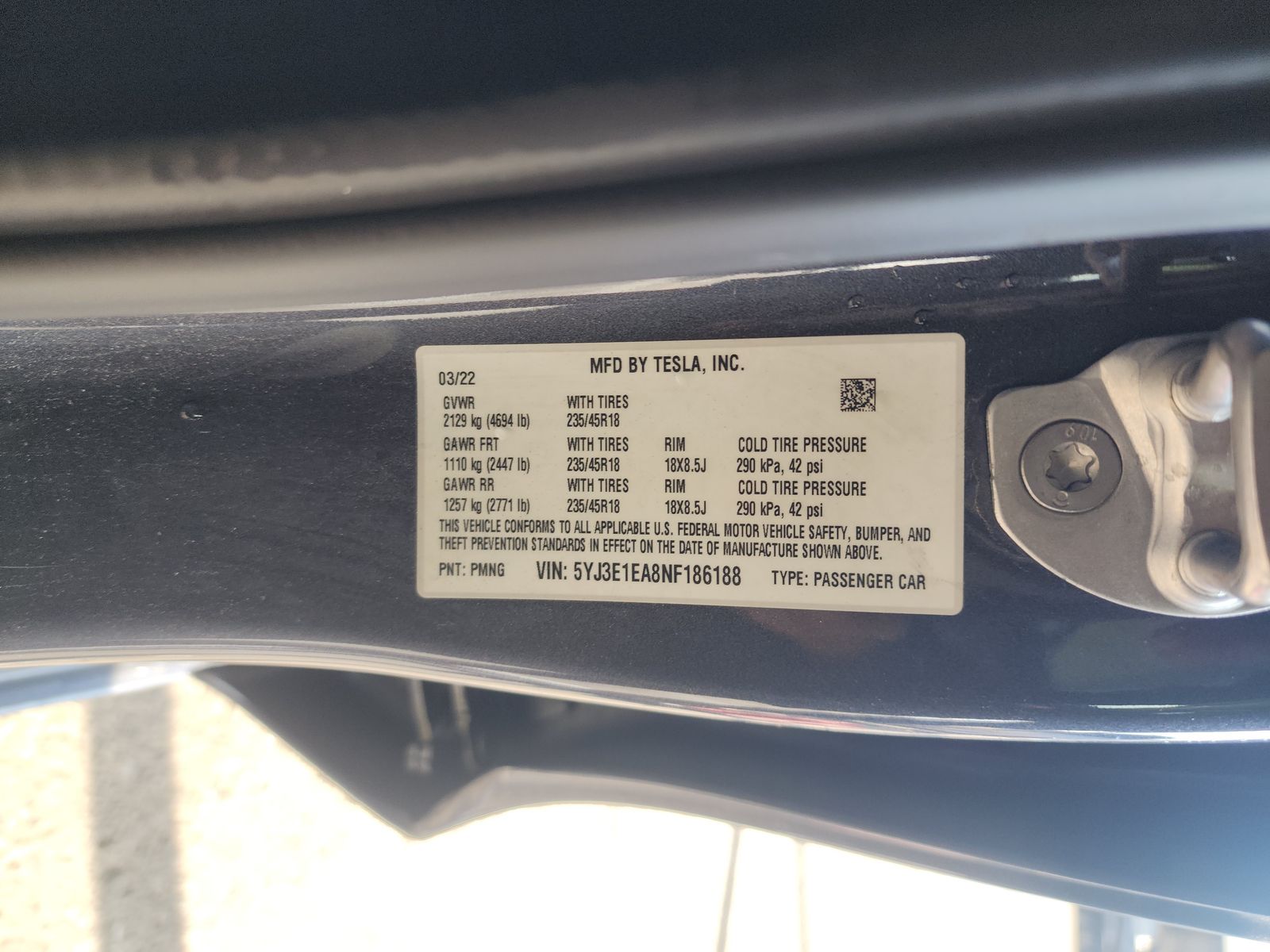 2022 Tesla Model 3 Standard Range RWD