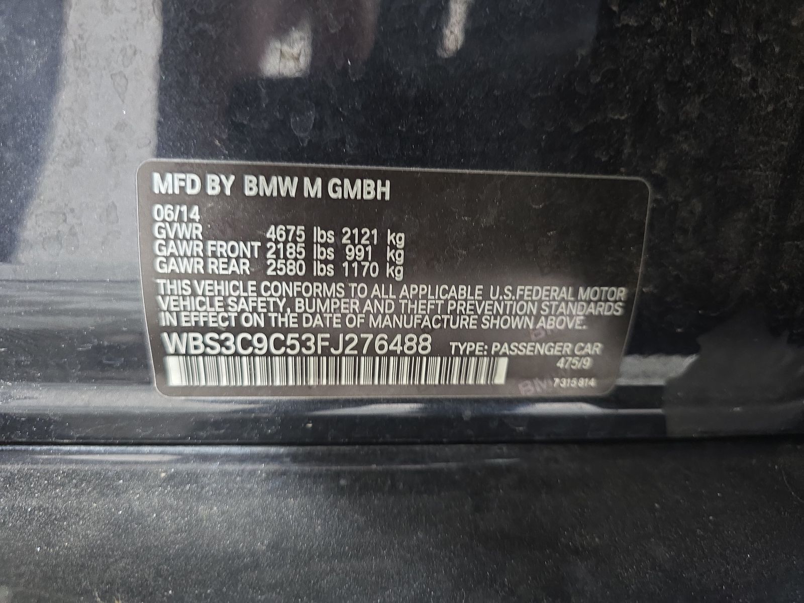 2015 BMW M3 Base RWD