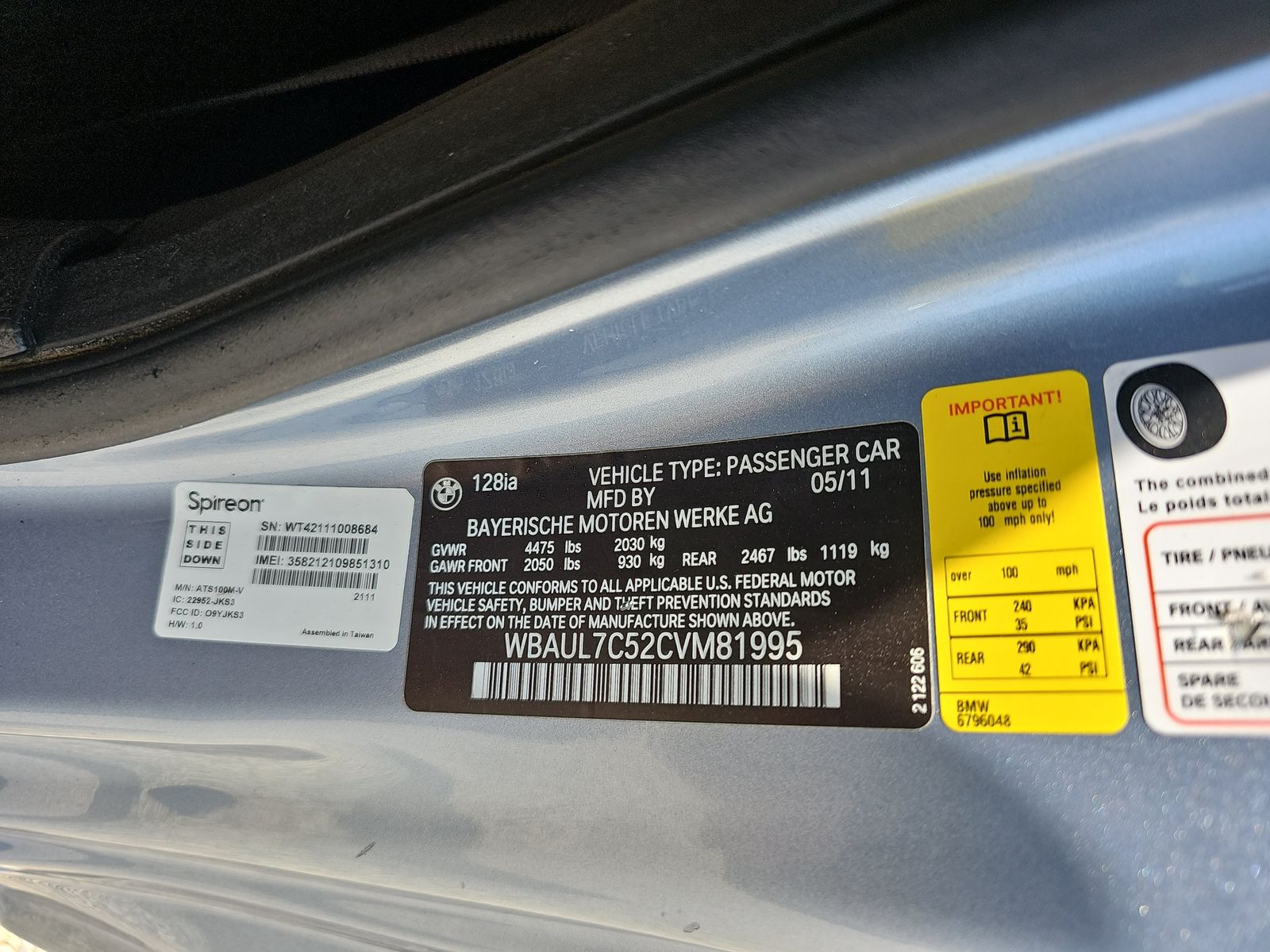 2012 BMW 1 Series 128i RWD